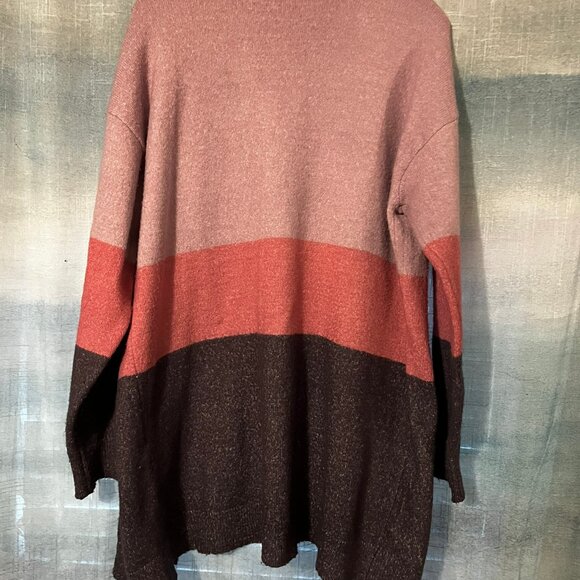 Lane Bryant Classic Long-Sleeve Open-Front Cardigan Pink Purple Stripe 14/16 - Picture 5 of 5